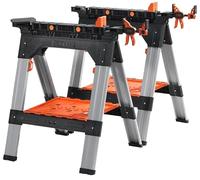 WORKPRO PONY - Lot de 2 chevalets de sciage de serrage, capacité de charge de 544,3 kg, chevalet de sciage pliable de 76,2 cm avec pinces F de 30,5 cm, colliers de serrage d'angle, pieds en acier,