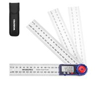 WORKPRO Rapporteur d'Angle Numérique 200 mm 2-en-1 | Règle en Acier Inox, Mesure d'Angle 360° avec Écran LCD Clair, Outil de Précision pour Menuiserie, Découpe et Bricolage