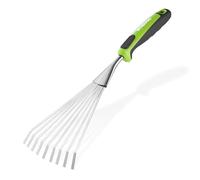 WORKPRO Râteau à Main, 41 cm Râteau de Jardin en Acier Inoxydable à 9 Dents, Outil de Jardin Robuste avec Poignée Souple, pour Feuilles, Massifs, Fleurs, Ameublir le Sol et Entretien du Jardin