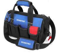 WORKPRO Sac à outils électricien, 36 cm, étanche, grande ouverture, polyvalent, sangle réglable