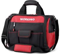 WORKPRO Sac à outils 39 poches 42×25×34 cm, fond dur étanche, bandoulière large réglable, 28 kg