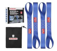 WORKPRO Sangles d’Arrimage à Boucle Souple 4PCS 43×4 cm, Résistance à la Rupture 2268 kg, Charge de Travail 756 kg, Polyester Haute Résistance, Sangle de Serrage pour Moto, Vélo, Bagages et Voyage