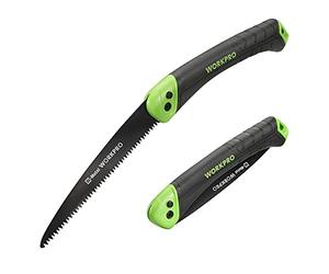 WORKPRO Scie Elaguer à Main Bimétal, Scie Pliante avec Dent à Triple de Coupe et Verrouillage de Sécurité pour Elagage, Emondage, Jardinage, Camping