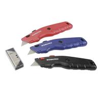 WORKPRO WP200005WE Lot de 3 couteaux universels avec 3 lames supplémentaires