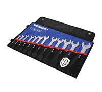 WORKPRO WP202507 Jeu de clés plates professionnelles CR-V 6-32 mm avec poignée ouverte + sac de transport en tissu