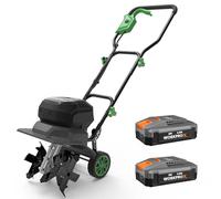 WORKPROX Motobineuse Électrique sans Fil 40V, Largeur 30 cm, Profondeur 20 cm, Batteries 2×4000 mAh, Guidon Pliable, Roues 4 Positions, Compacte et Silencieuse pour Jardin, Potager et Verger