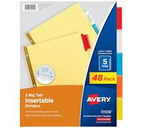 WorkSaver Big Tab Reinforced Dividers, Multicolor Tabs, 5-Tab, Letter, Buff
