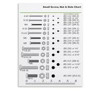 Workshop Wall Art Screw Nut Hole Size Chart Poster for Mechanics