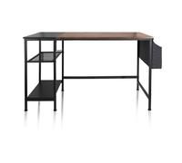 hjh OFFICE 830059 Bureau avec étagère & Crochet WORKSPACE H I 120x60 Noir/Marron Bureau d'ordinateur Design Industriel