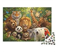 World Animals Puzzle 1000 Pièces Recyclé Paper Cute Zoo Portrait Puzzles Jeu Éducatif Challenge Amusant Family Game pour Adultes and Age 10 70x50cm/1000 Pièces