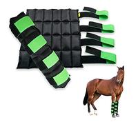 WORLD-BIO Lot de 2 bottes de glace pour cheval, poche de glace pour blessures, bottes de thérapie pour jambes complètes, avec sangles flexibles pour jarret, cheville, genou, jambes et sabots, 42 x 40