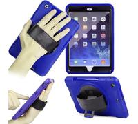 World biz Coque robuste pour iPad Air 2, 2014 9,7" A1566/A1567, coque de protection intégrale à 3 couches de qualité militaire avec béquille rotative à 360° et dragonne pour Air2 (bleu marine)