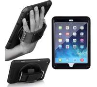 World biz Coque robuste pour iPad Air 2, 2014 9,7 pouces A1566/A1567, coque de protection intégrale à 3 couches de qualité militaire avec béquille rotative à 360° et dragonne pour Air2 (noir)