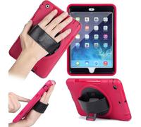 World biz Coque robuste pour iPad Air 2, 2014 9,7 pouces A1566/A1567, coque de protection intégrale à 3 couches de qualité militaire avec béquille rotative à 360° et dragonne pour Air2 (rose)