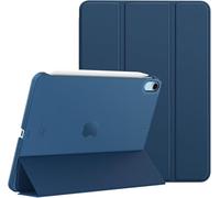 World biz Étui intelligent pour iPad Air 11" (2024) M2, iPad Air 6e génération, coque arrière translucide en cuir synthétique avec fonction veille/réveil automatique pour iPad Air 11" (bleu marine)