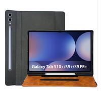 World biz Étui pour Samsung Galaxy Tab S10+, Galaxy Tab S9 FE+/S9 Plus 12,4 pouces avec porte-stylo S, étui professionnel en cuir de qualité supérieure avec poche, mise en veille/réveil automatique
