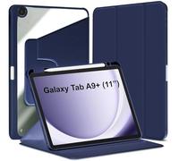 World biz Étui rotatif pour Samsung Galaxy Tab A9+/A9 Plus 11" 2023 avec porte-crayon, rotation à 360 degrés, fonction veille/réveil automatique, bleu marine
