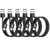 World biz Lot de 5 câbles de charge USB C, 1,2 m, 3 A, USB A vers USB C, pour iPhone 17, 16, 15 (charge standard), Samsung S24/S23/S22, Hua-wei, Pixel, i-Pad, Switch, plus (noir)