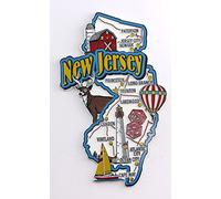 World By Shotglass Aimant de réfrigérateur avec carte de l'État de New Jersey et monuments