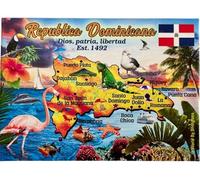 World By Shotglass Aimant souvenir de collection Carte de la République dominicaine des Caraïbes 8 cm x 5,4 cm
