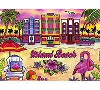 World By Shotglass Aimant souvenir de collection Miami Beach Floride 6,3 x 8,9 cm