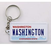 World By Shotglass Washington Porte-clés rectangulaire ultra fin en aluminium avec plaque d'immatriculation 6,3 x 3,2 x 1,5 cm