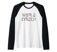 World Citizen with Flags of Various Countries - Globetrotter Manche Raglan