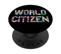 World Citizen with Flags of Various Countries - Globetrotter PopSockets PopGrip Adhésif