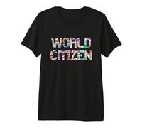 World Citizen with Flags of Various Countries - Globetrotter T-Shirt Haut de Gamme