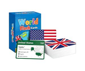 World Flags Lot de 245 cartes d'apprentissage de la géographie pour | Ensemble de formation de reconnaissance des pays, collection de référence éducative développe les connaissances des nations