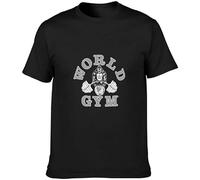 World Gym Short-Sleeved T-Shirt Classic Breathable T Shirt Casual Round Neck Easy Tee Comfortable Tees Black XL