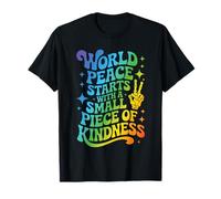 World Kindness Day Rainbow Colors Squelette Main Peace Sign T-Shirt
