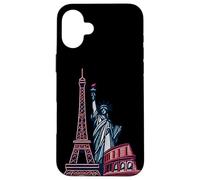 World Landmarks Tour Eiffel, Statue de la Liberté, Colisée Coque pour iPhone 16 Plus