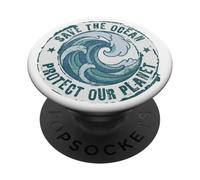 World Ocean Day. Our Power, Our Planet. Save Earth. Nature PopSockets PopGrip Adhésif