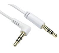 World of Data CDL Micro Câble audio jack 3,5 mm coudé à droite Plaqué or 24 carats Blanc 2 m