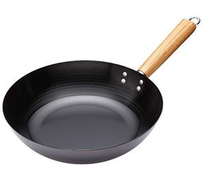 WORLD OF FLAVORS KitchenCraft - Wok Antiadhésif en Acier au Carbone, Compatible avec Toutes Les Sources de Chaleur, 30 cm