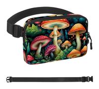 World of Mushrooms Sac banane pour homme et femme, sac banane avec poches à fermeture éclair, sac de taille imperméable avec sangle réglable pour l'entraînement, la course, les voyages, la randonnée,