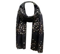 World of Shawls Écharpe à paillettes dorées - Noir - X-Large