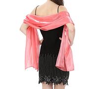 World of Shawls Monde de Châles soyeux irisé Wrap Stole châle pour mariage mariée en soirée Prom & les fêtes - Rose Corail, 70 x 180 Cms