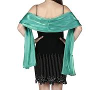 World of Shawls Monde de Châles soyeux irisé Wrap Stole châle pour mariage mariée en soirée Prom & les fêtes - Vert Mer, 70 x 180 Cms