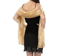 World of Shawls Monde de Châles soyeux irisé Wrap Stole châle pour mariage mariée en soirée Prom & les fêtes - Or, 70 x 180 Cms