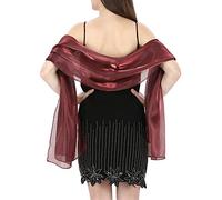 World of Shawls Monde de Châles soyeux irisé Wrap Stole châle pour mariage mariée en soirée Prom & les fêtes - Bordeaux, 70 x 180 Cms