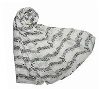 World of Shawls Musique Écharpe Imprimée Notes De Musique Classique Mozart Style Crochet Croche (note De Musique) Écharpe Mode Pour Femmes Enveloppant Écharpes - Blanc, 95 x 200