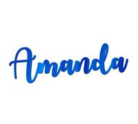 World of Sparkles Amanda Breloque pour gâteau de célébration personnalisée en acrylique de 3 mm d'épaisseur et élégante | Nom/mot personnalisé - 7,6 cm, 10,2 cm, 12,7 cm, 15,2 cm (bleu pastel) 15,2 cm