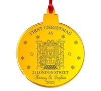 World of Sparkles Boule de Noël personnalisée pour le 1er Noël au... Décoration de Noël | Forme de boule personnalisée en acrylique de 3 mm (miroir gris foncé)