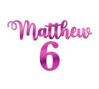 World of Sparkles | Breloque en acrylique pour gâteau de célébration « Matthew 6 » de 3 mm d'épaisseur et élégante | Nom et numéro personnalisés - 7,6 cm, 10,2 cm, 12,7 cm, 15,2 cm (rose vif) 12,7 cm