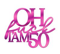 World of Sparkles Breloque en acrylique pour gâteau de célébration « Oh F*ck I am » - 3 mm d'épaisseur et chic - Numéro personnalisé : 10,2 cm, 12,7 cm, 15,2 cm (rose pastel) 12,7 cm