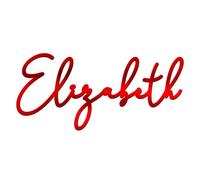 World of Sparkles Breloque pour gâteau de célébration personnalisée « Elizabeth » en acrylique de 3 mm d'épaisseur et élégante | Nom/mot personnalisé - 7,6 cm, 10,2 cm, 12,7 cm, 15,2 cm (miroir rouge