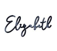 World of Sparkles | Breloque pour gâteau de célébration personnalisée « Elizabeth » en acrylique de 3 mm d'épaisseur et chic | Nom/mot personnalisé - 7,6 cm, 10,2 cm, 12,7 cm, 15,2 cm (gris foncé) 7,6
