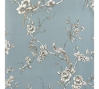 World of Wallpaper Chinois Papier Peint Bleu ardoise 900102 oiseau floral